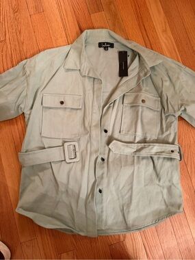 Lulu's Light Sage Utility Field Jacket with Removable Belt